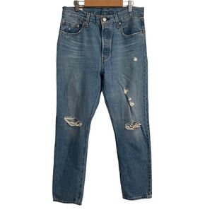 Levi's Premium 501 Ripped Distressed Button Fly Jeans Size 28